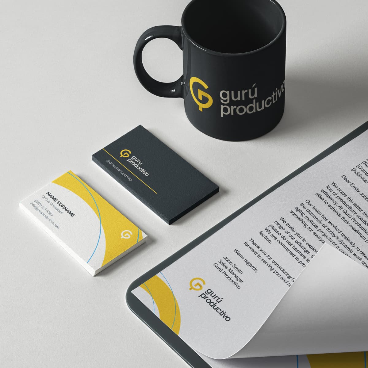 Embossed logo on textured paper