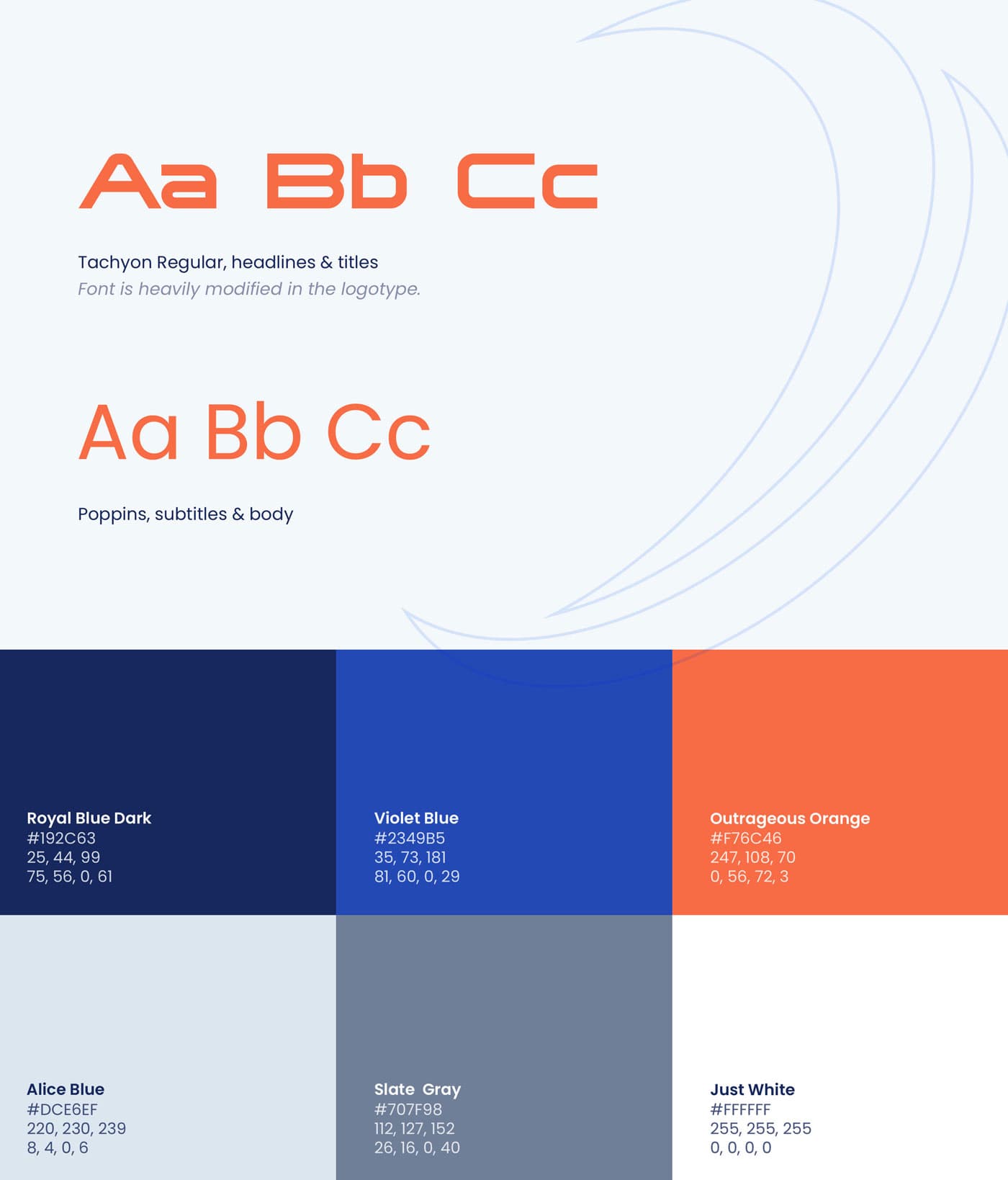 Core color palette and typography
